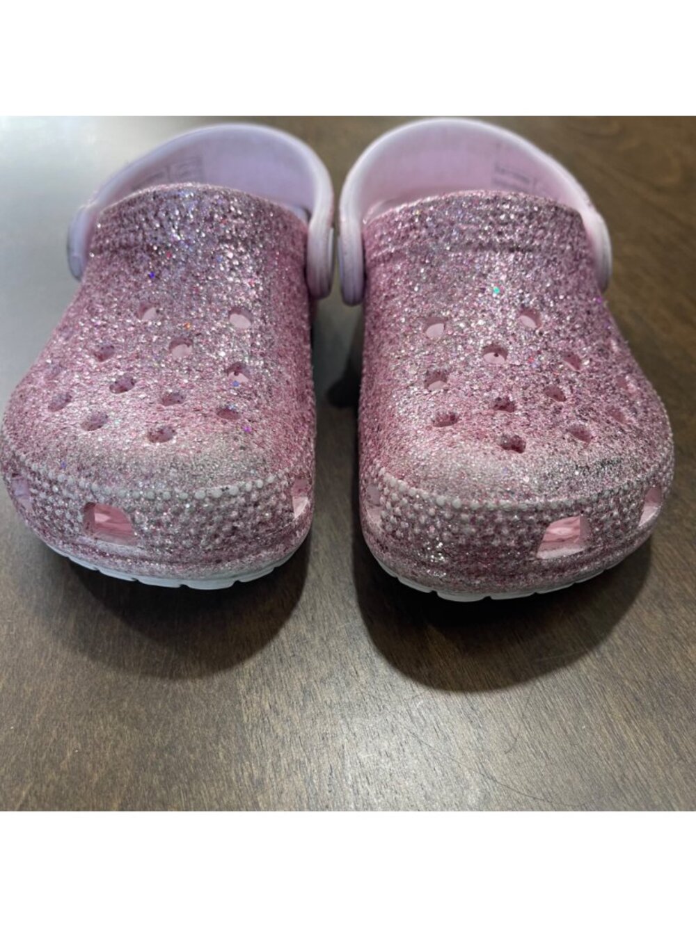 Crocs Classic Glitter Clog Toddler Girls Size 7 Pink Waterproof Slip on Shoes - Picture 6 of 8